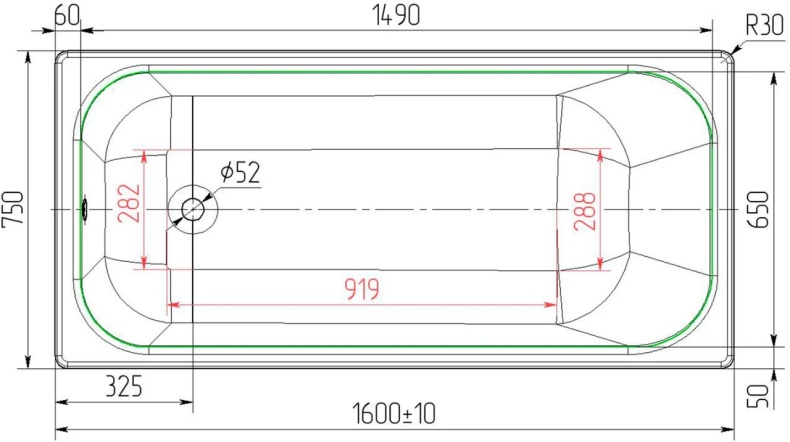 Чугунная ванна Универсал Ностальжи 160x75 см, пристенная, белая 4607152360615  - 3