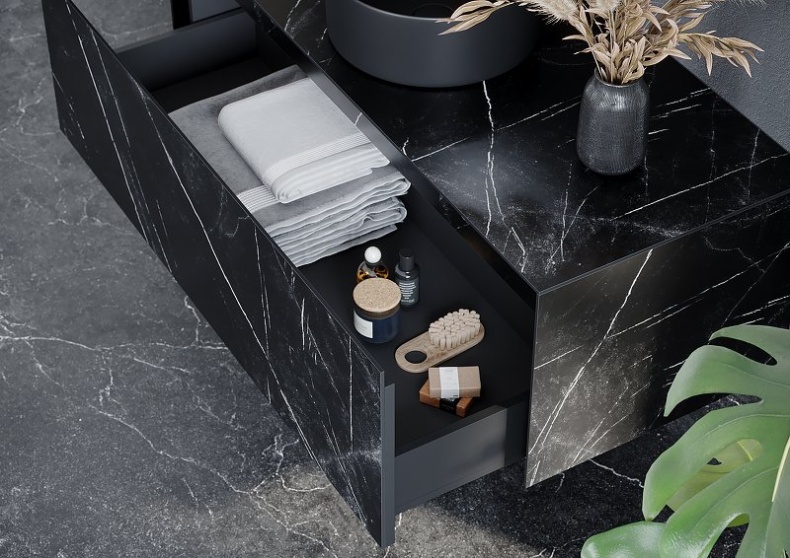Тумба под раковину подвесная Sancos Stone 120 черная ST120NM - 3