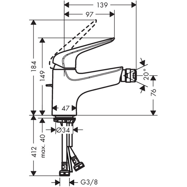 Смеситель для биде Hansgrohe Novus Loop Хром  71233000 - 1