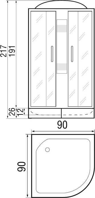 Душевая кабина с поддоном River Lena 90/24 MT  10000000027 - 1