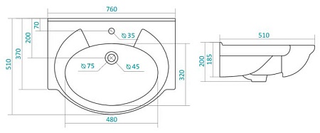 Мебельная раковина Stella Polar Байкал 75 белая 1WH110259 - 2