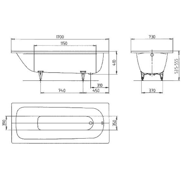 Стальная ванна Kaldewei Advantage Saniform Plus 363-1 170x70 111800010001 - 2