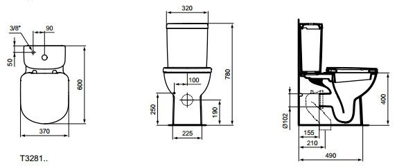 Чаша для напольного унитаза Ideal Standard Tempo белый, без сиденья  T328101 - 2