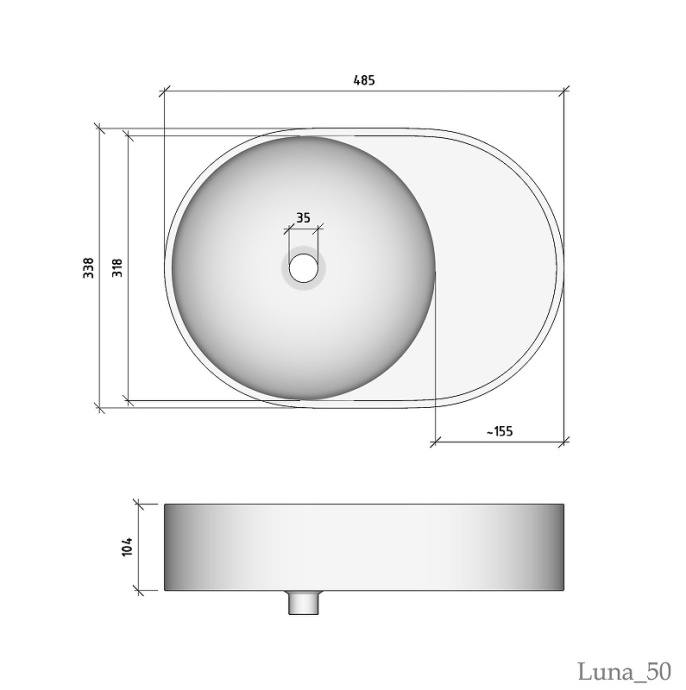 Раковина накладная Stella Polar Luna 50 белый 4627173210720 - 2