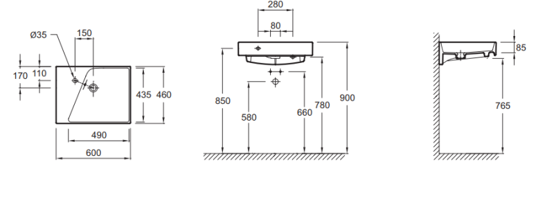 Раковина Jacob Delafon Rythmik EXQ112 60 см EXQ112-00 - 1