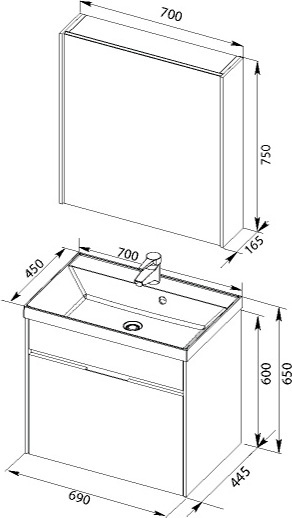 Зеркало-шкаф Aquanet Латина 70 белый 179997 - 7