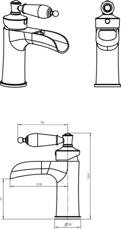 Смеситель для раковины Boheme Vogue золото с красной ручкой 211-MR-R - 2