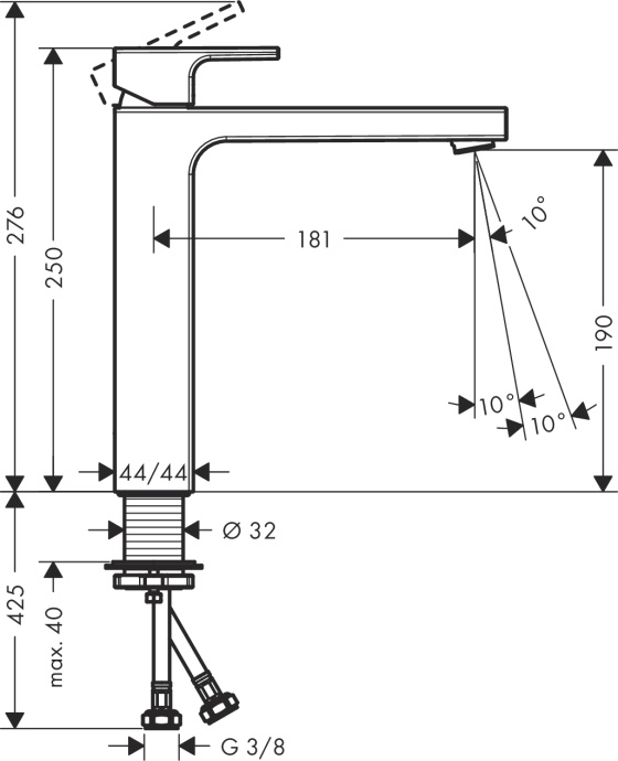 Смеситель для раковины Hansgrohe Vernis Shape черный матовый  71591670 - 1