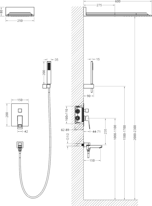 Душевой комплект Timo Briana SX-7119/03SM черный - 10