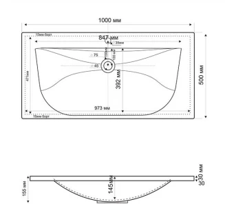 Мебельная раковина Cezares 100х50 белый  CEZ1000/500-LV-MR - 2