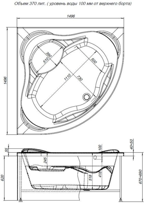 Акриловая ванна Aquanet Malta 149.3x149.6 см (00204003) - 2