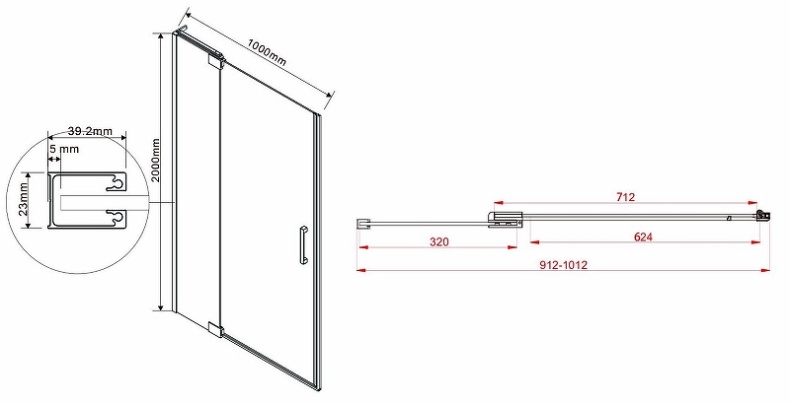 Душевая дверь Vincea Extra 90х100 черная стекло тонированное VDP-1E9010CGB - 2