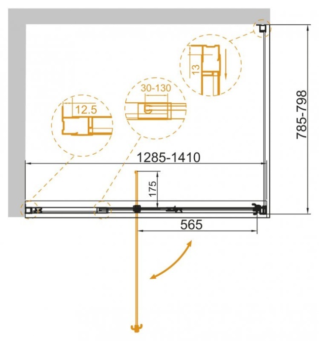 Душевой уголок Cezares Variante 130x80 см  VARIANTE-AH-1-120/130-80-C-Cr - 13