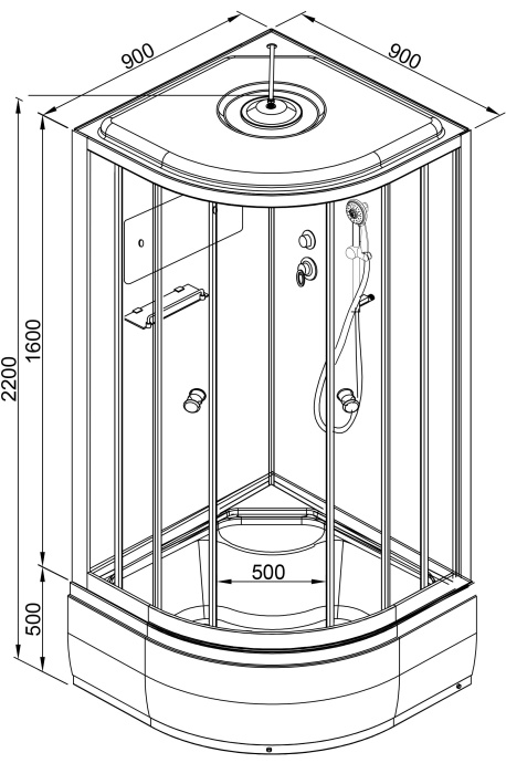 Душевая кабина Deto B 90х90  B90SELBLACK - 14