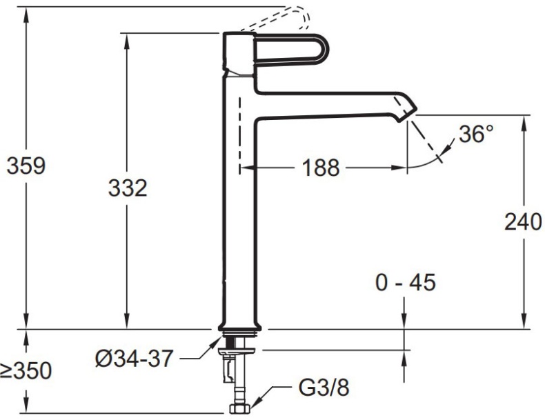 Смеситель для раковины Jacob Delafon Odeon Rive Gauche черный матовый E21031-BL-BL - 3