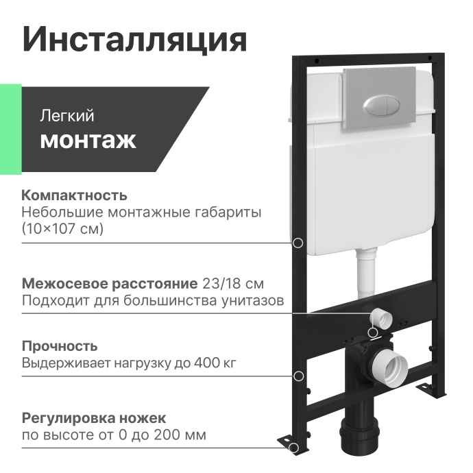 Комплект Унитаз подвесной STWORKI Хальмстад SETK2804-0606-001-1-6000 с микролифтом + Система инсталляции для унитазов EWRIKA ProLT 0026-2020 с кнопкой смыва 0051 хром 560233 - 6