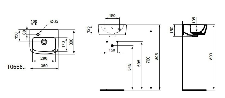 Подвесная раковина Ideal Standard Tempo  T056801 - 2