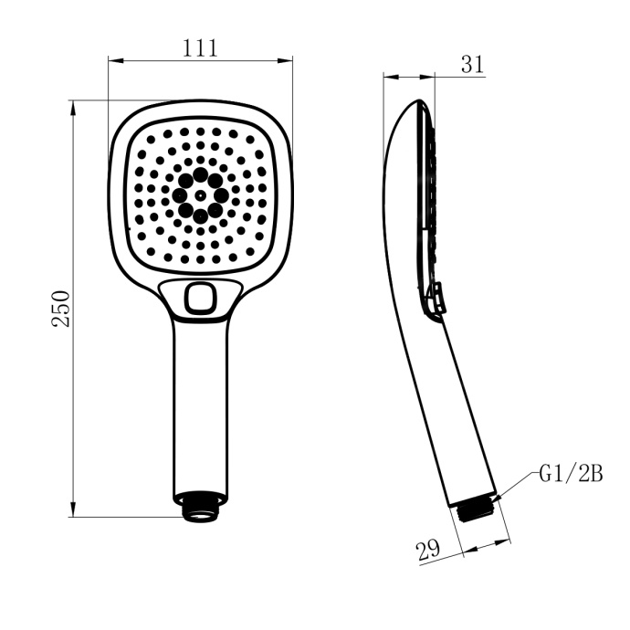 Душевая лейка Lemark LM1014C квадратная 3-функциональная 110х253 мм., хром, блистер - 1