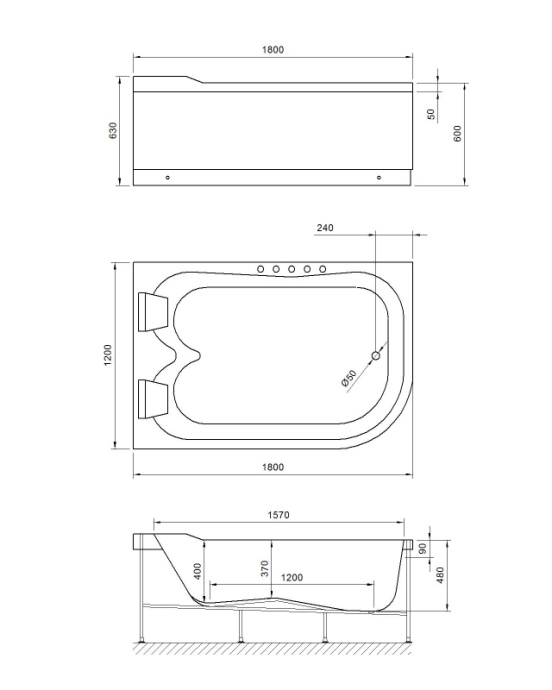 Ванна акриловая Royal Bath Norway Comfort 180х120 L с гидромассажем белый RB331100CM-L - 1