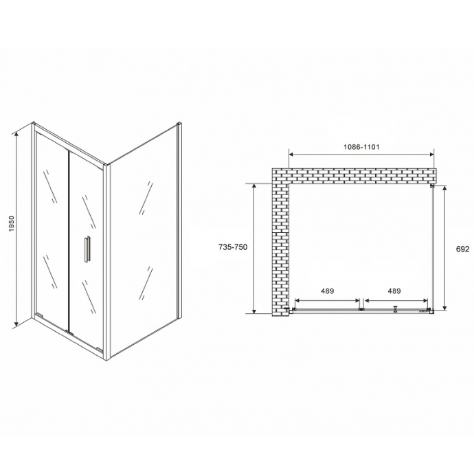 Душевой уголок Abber Sonnenstrand 110х75 хром стекло прозрачное AG07110-S75 - 1