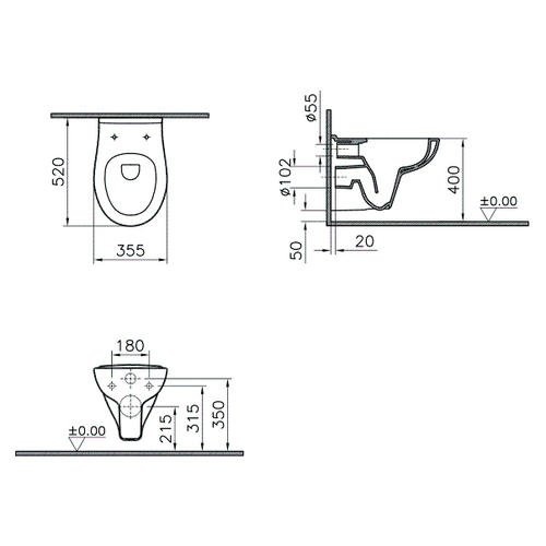 Унитаз подвесной Vitra S20 с крышкой, белый (7741B003-0075) - 3