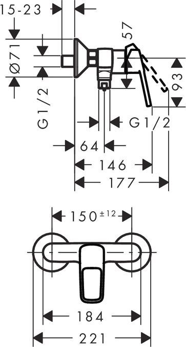 Смеситель Hansgrohe Logis loop 71247000 для душа - 1