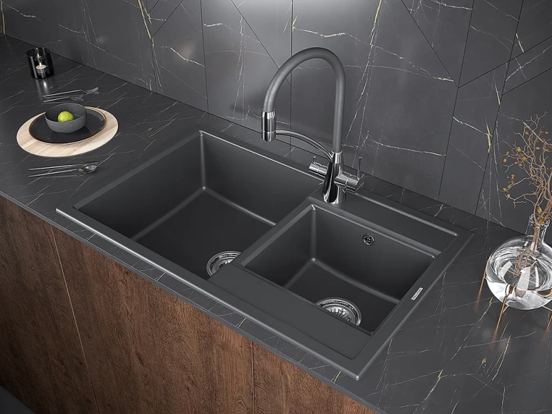 Мойка кухонная Paulmark Tandem 82 черный матовый PM238250-BL - 2