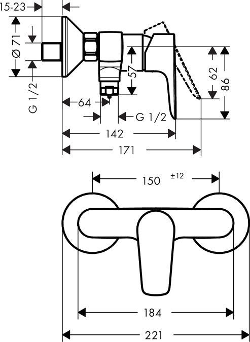 Смеситель Hansgrohe Talis E 71760000 для душа - 1