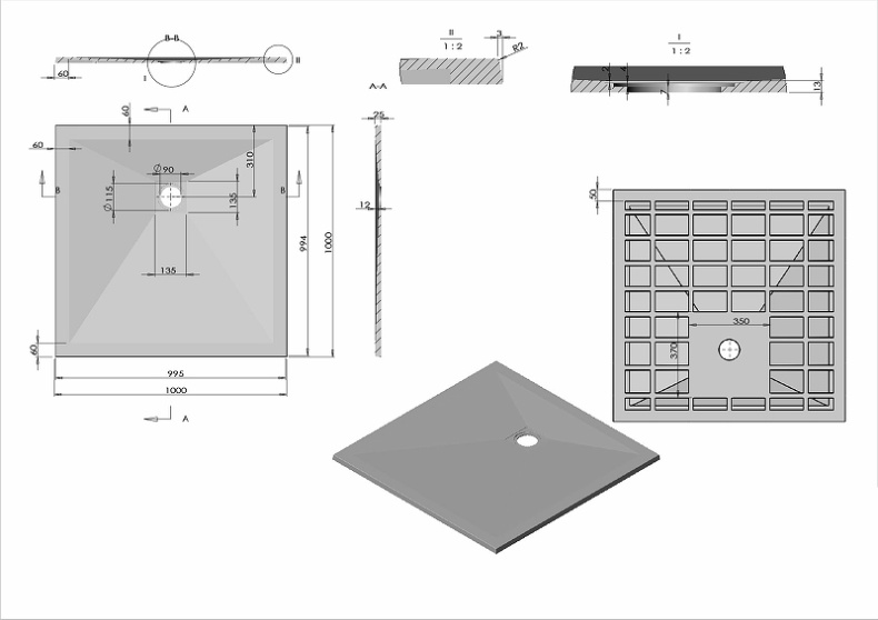 Поддон для душа Vincea 100х100 белый матовый VST-4SR1010W - 1