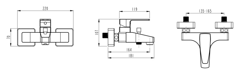 Смеситель для ванны Vitra Q-Line хром  A40778EXP - 1