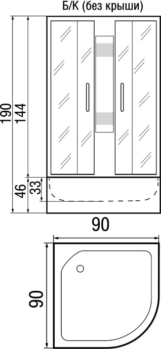 Душевая кабина с поддоном River Nara Б/К 90/44 MT  10000002331 - 2