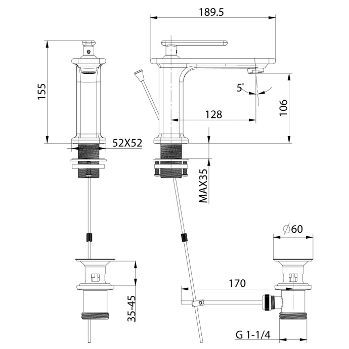 Смеситель Lemark Mista LM6406WG для раковины - 1
