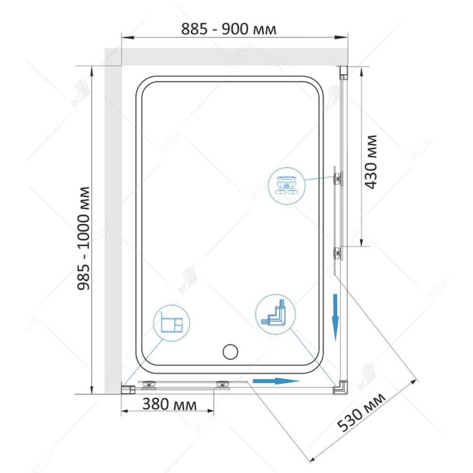 Душевой уголок RGW Classic CL-44-B 100x90x185, профиль черный 32094490-14 - 4