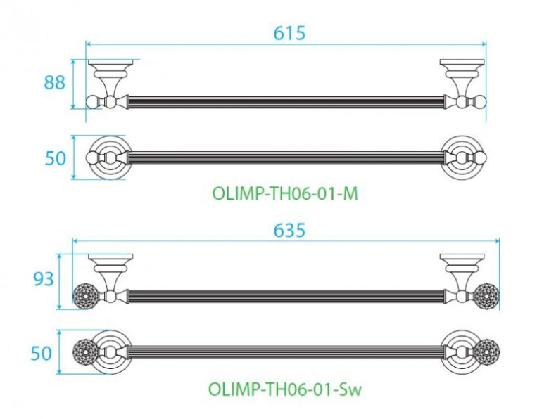 Полотенцедержатель Cezares OLIMP  OLIMP-TH06-01-Sw - 2