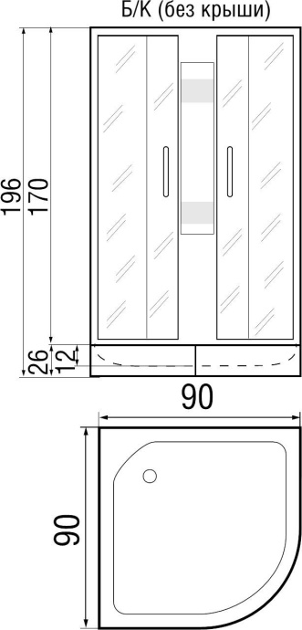 Душевая кабина с поддоном River Lena Б/К 90/26 МТ  10000000693 - 2
