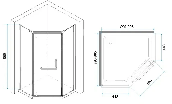 Душевой уголок RGW Hotel HO-081 90x90 профиль хром стекло прозрачное 350608199-11 - 2