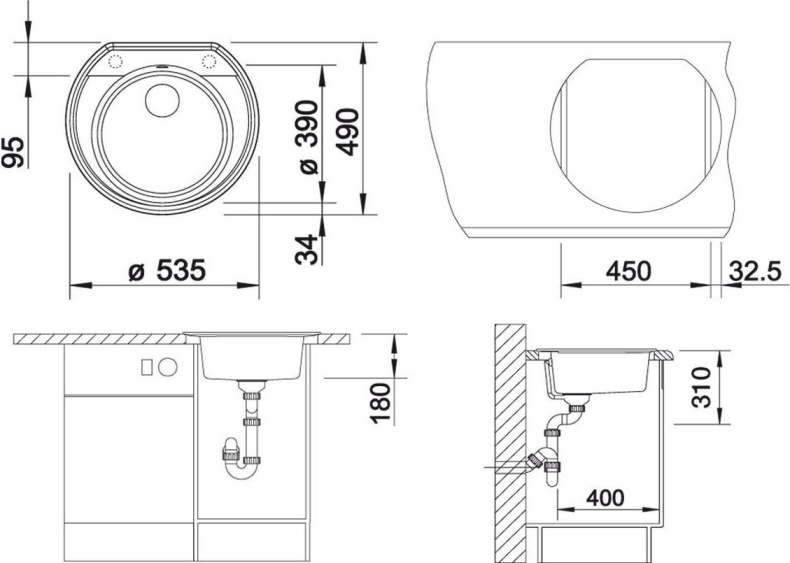 Мойка из гранита Blanco Rondoval белый  515671 - 3