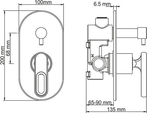 Смеситель Wasserkraft Kammel 1841 С ВНУТРЕННЕЙ ЧАСТЬЮ, для ванны и душа - 2