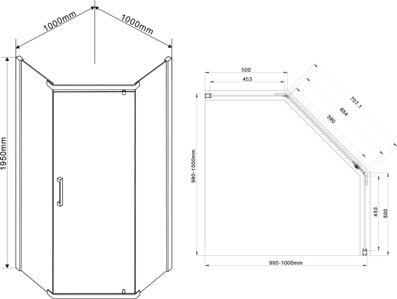 Душевой уголок Vincea Stresa VSP-1S100CLB 100x100, профиль чёрный, стекло прозрачное - 3