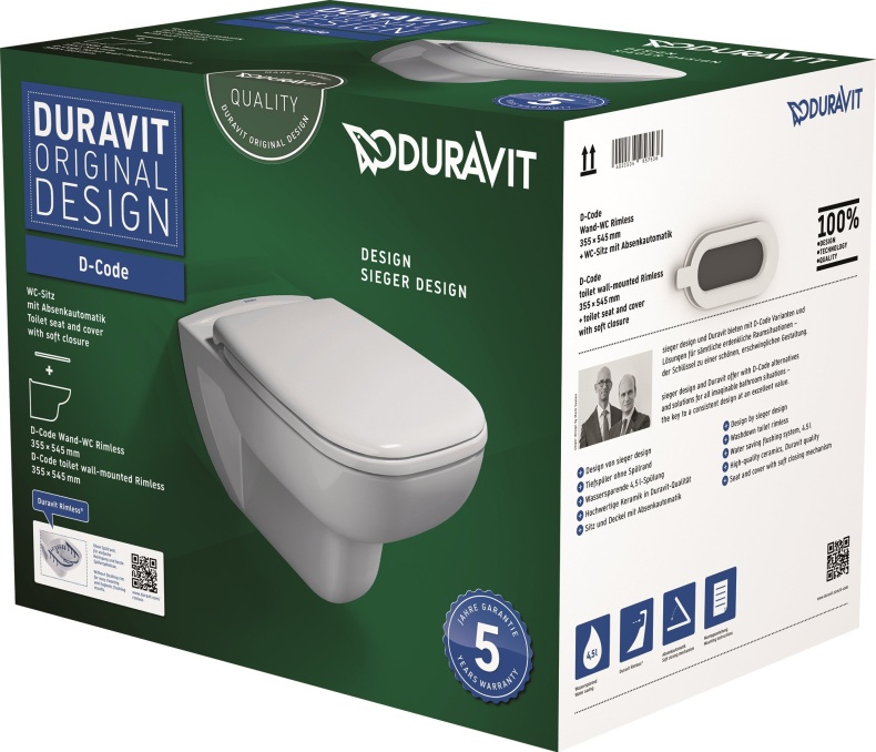 Унитаз подвесной Duravit D-code 45700900A1 безободковый - 3