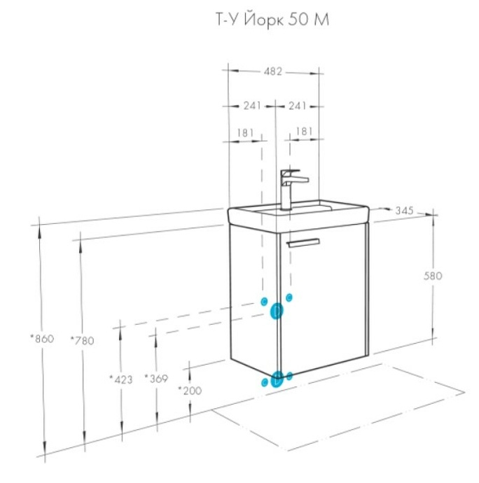 Тумба с раковиной Aquaton Йорк 50 белый-светлое дерево 1A1709K2YOAY0 - 8