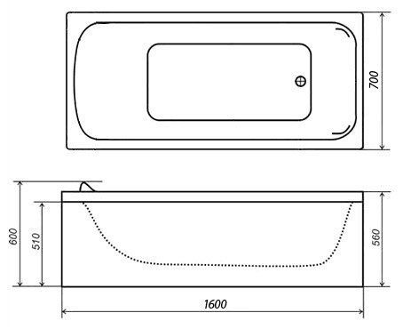 Акриловая ванна Triton Ультра 160х70 Щ0000017117 - 1