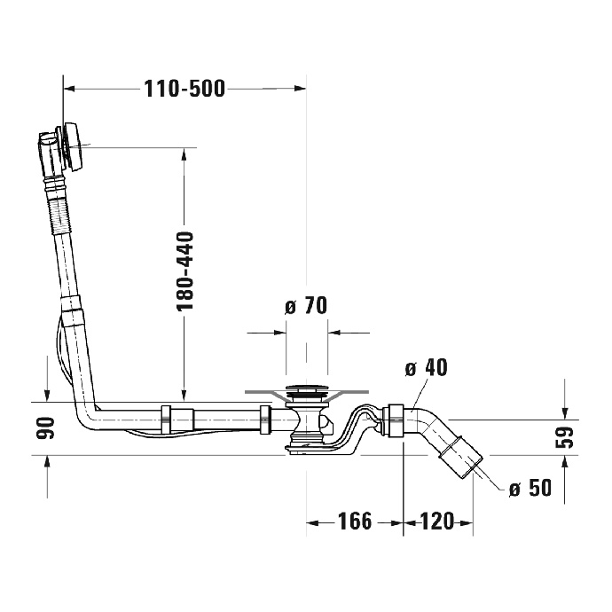 DURAVIT  Слив-перелив для ванн, цвет: хром (заменил старый арт. 790293000001000) 792206000001000 - 1