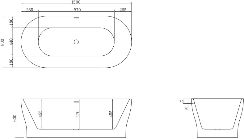 Акриловая ванна BelBagno BB405-1500-800 - 4