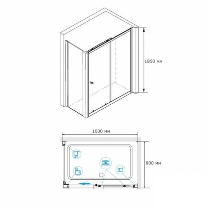 Душевой уголок RGW Classic CL-48-1В 100x80 профиль черный матовый стекло прозрачное 320948108-014 - 2