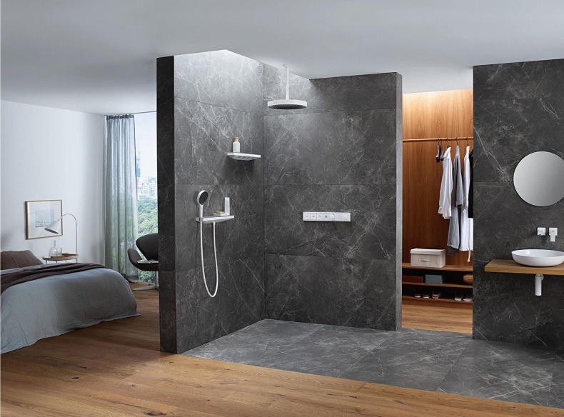Шланговое подключение Hansgrohe Rainfinity Porter 500 26843700 с полкой и держателем - 1