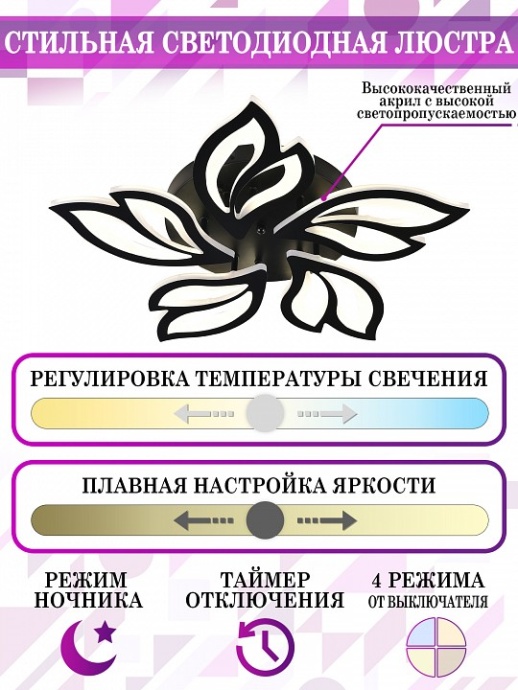 Потолочная люстра Natali Kovaltseva High-Tech Led Lamps HIGH-TECH LED LAMPS 82006 BLACK - 2
