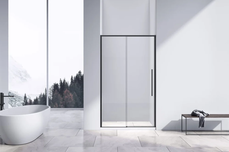 Душевая дверь в нишу Vincea Slim-N 110х195 профиль черный стекло прозрачное VDS-4SN110CLB - 1