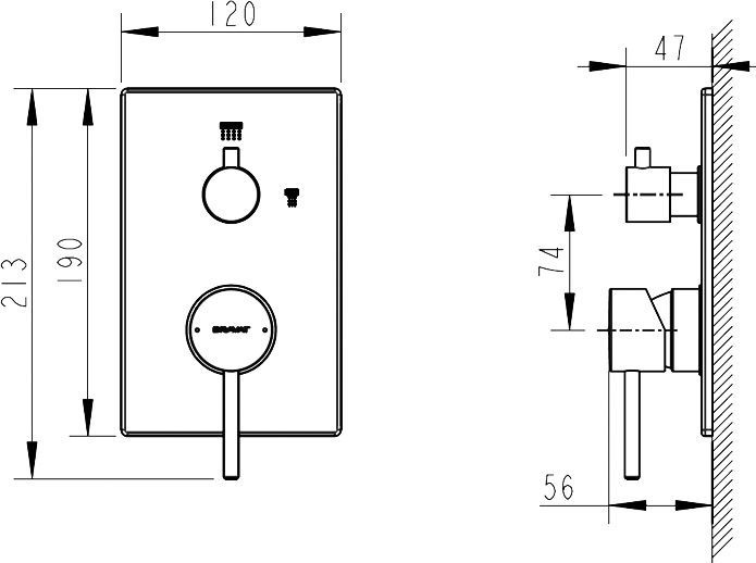 Смеситель Bravat Arc P69193C-2-ENG для ванны с душем - 1