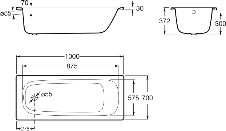 Стальная ванна Roca Contesa 100x70 212D07001 - 1